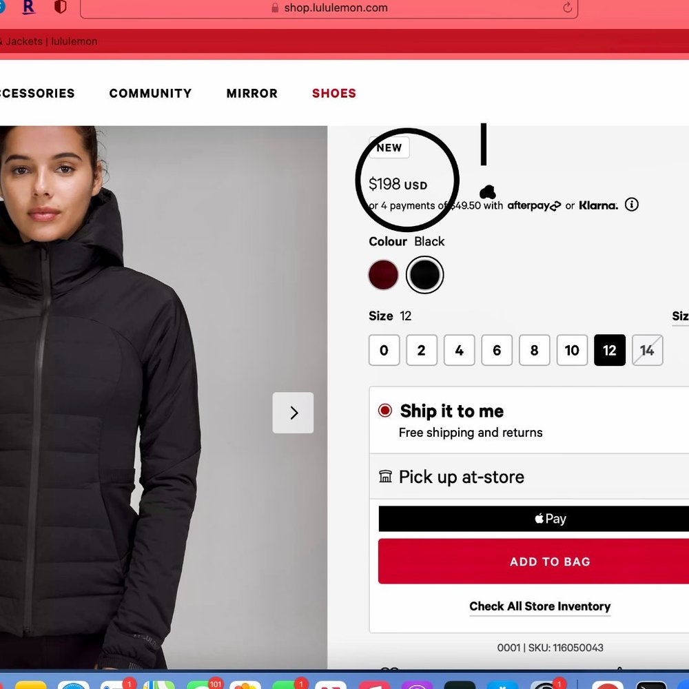 Lululemon Athletica "Down For It All" Jacket. Size 12.  New:$198. Now: $140